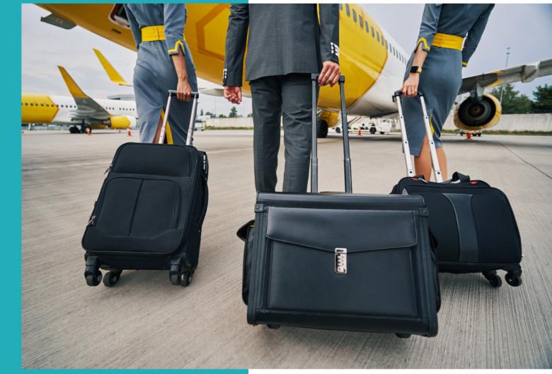 a group of people with luggage walking to an airplane