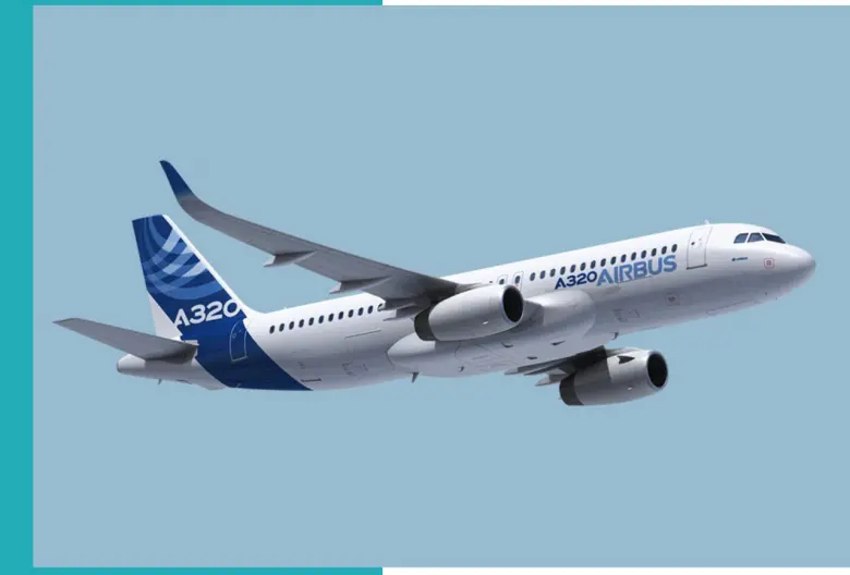 a white and blue airplane - Airbus 320